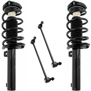 Detroit Axle - Front Struts Sway Bars for VW Golf Jetta CC Beetle Passat Audi A3 Quattro Complete 2 Struts with Coil Spring 2 Front Sway Bars Replacement Suspension Kit