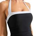 SUUKSESS Women Sexy Tummy Control One Piece Swimsuit Halter Retro Bathing Suit (L)
