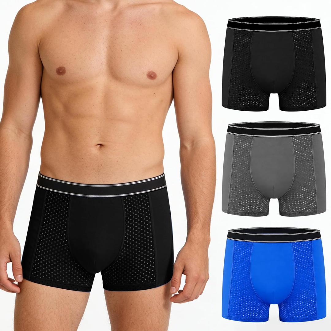 Men's Incontinence Underwear - Upgraded 200ml Absorbency Leakproof Boxer Briefs with Front-to-Rear Leak Protection - Washable Reusable Cotton Incontinence Briefs for Men Heavy Flow Bladder Leak 3 Pack (XXX-Large)