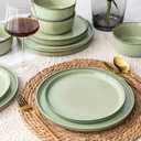 GBHOME Ceramic Dinnerware Sets for 6, 18 Pieces Stoneware Plates and Bowls Sets, Chip and Scratch Resistant Dishes, Dishwasher & Microwave Safe-Pastel Green