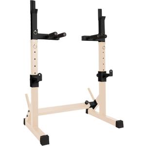 Gresspro Barbell Rack Stand with Dip Bar Attachment - Multifunctional Adjustable Squat Rack, Heavy-Duty Dumbbell Rack, Strength Training Dip Station, Home Gym Equipment Max Load 550lbs, White