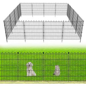 5 Panels No Dig Decorative Garden Fence for Yard, 18 in(H) X 10 ft(L) Animal Barrier Fencing for Outdoor Dog, Metal Portable Garden Fences for Borders, Pets, Landscape, Temporary Fence