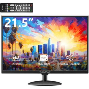 21.5 inch Computer Monitor 1920x1080 PC Monitor with HDMI VGA AV BNC USB Ports, 60Hz, 5Ms, VESA, Display Build-in Speakers for Office Home