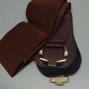 Women Wide Belt Stretchy Gold Buckle Elastic Vintage Waist Belts for Coats Dresses (L: Fit Waist Size 39"-44", Coffee)