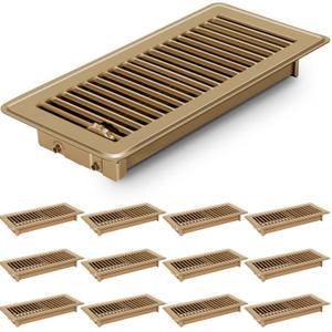 12 PCS Floor Register 4x12 Inch, Floor Vent Covers 4x12'', Air Vent Covers for Home Floor Wall Ceiling, Metal Register Vent Cover, Rust Proof Registers, Grilles & Vents (12, Brown, 4x12 Inch) (4x12 Inch, Brown)