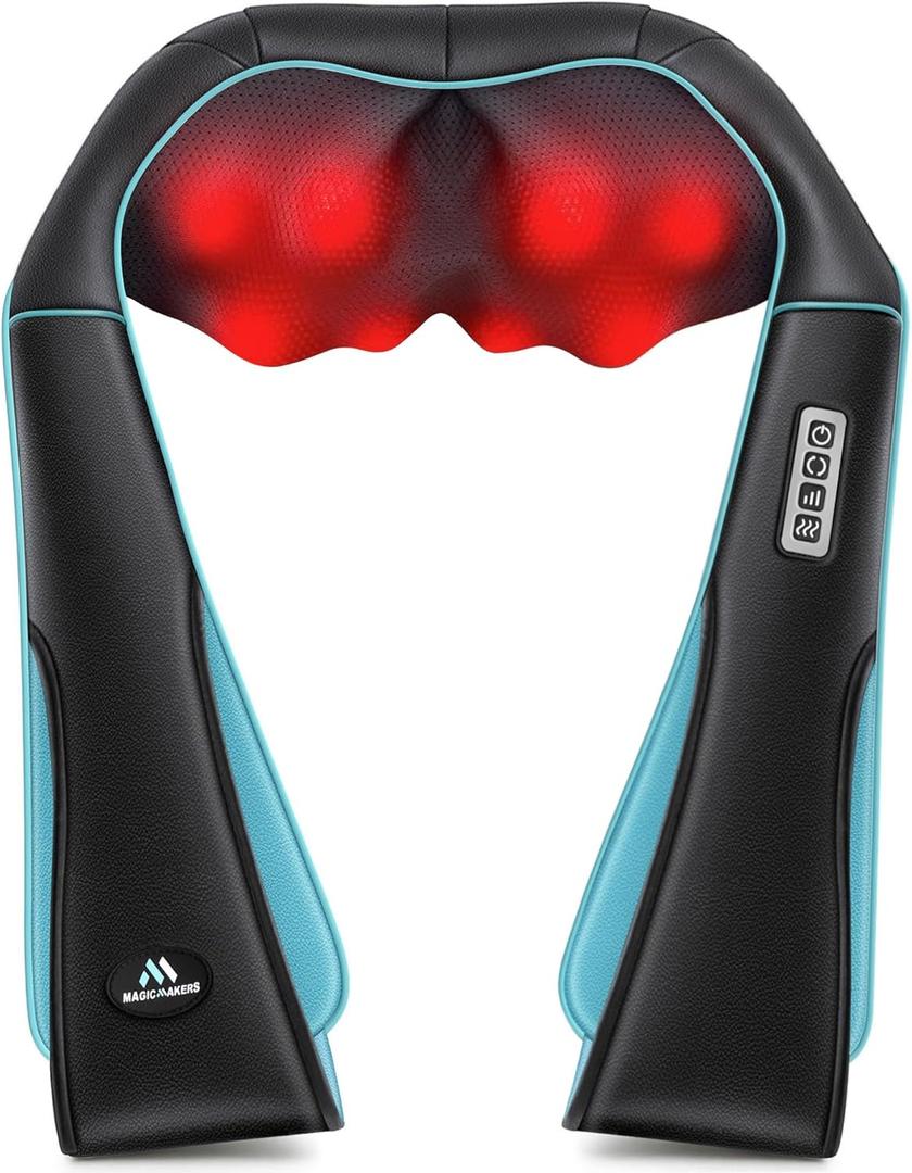 MagicMakers Shiatsu Neck Massager with Heat for Pain Relief Deep Tissue  Mothers Day Gifts for Mom, Women, Her | Ideal for Men, Dad & Him Amazing Back & Shoulder Relief from Daughter or Son (Blue)