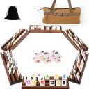 Jyquorp Rummy Cube 6 Player Edition with 6 Wooden Racks Trays 160 Numbers Rummy Tiles Set with Zippered Case Rummy Travel Game Set Classic Board Games for Family Adults Party (Burnt Color)
