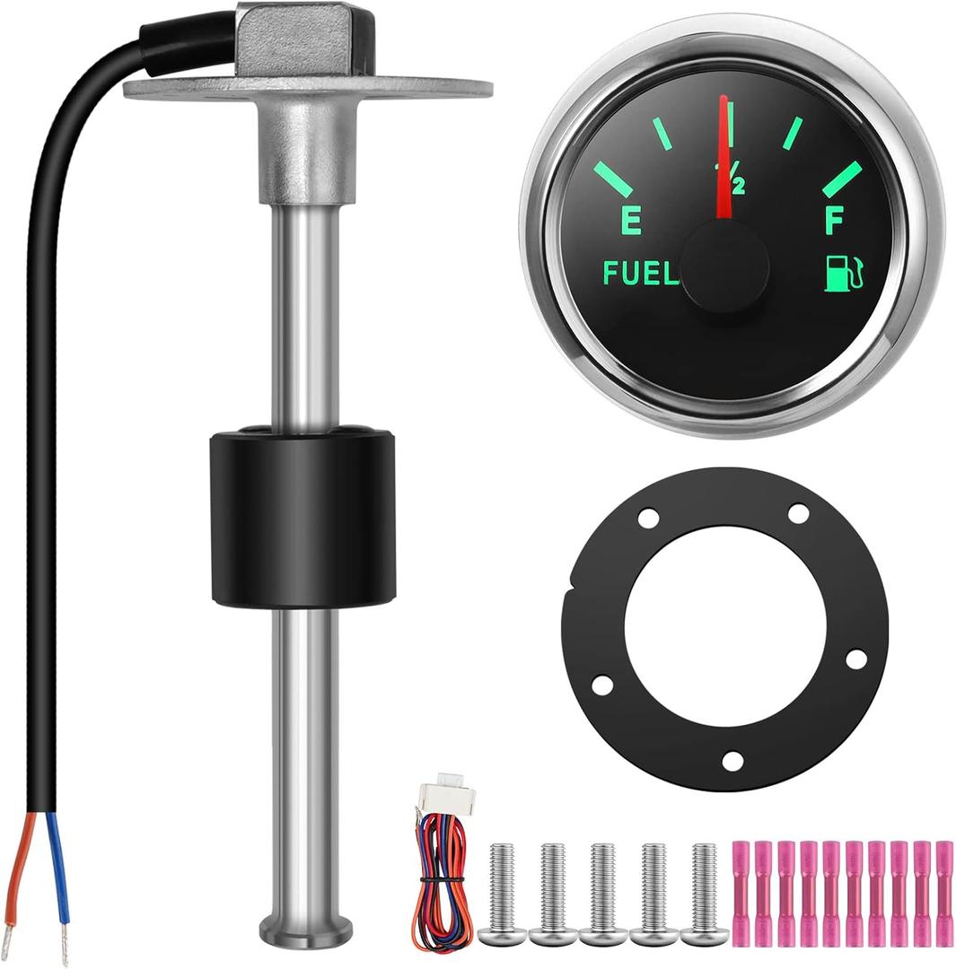 RUPSE Fuel Sender Unit Boat Fuel Tank Sending Unit Fuel Water Level Sensor Stainless Steel Fuel Sender and Fuel Gauge for Boat Car Truck RV (4"(100mm))