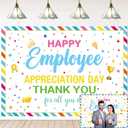 Employee Appreciation Decorations Banner Backdrop Happy Employee Appreciation Day Photography Backdrop Thank You Staff Wall Party Decor Supplies for Office (70x40 inch (6x4FT))