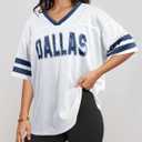 Women Jersey Shirts Football V Neck Shirt Game Day Season Tops Short Sleeve Tee