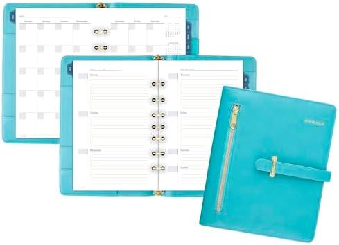 AT-A-GLANCE, Undated, 5-1/2" x 8-1/2", Desk Size, 7-Ring, Faux Leather Fashion, Teal (DR1118-040-42)