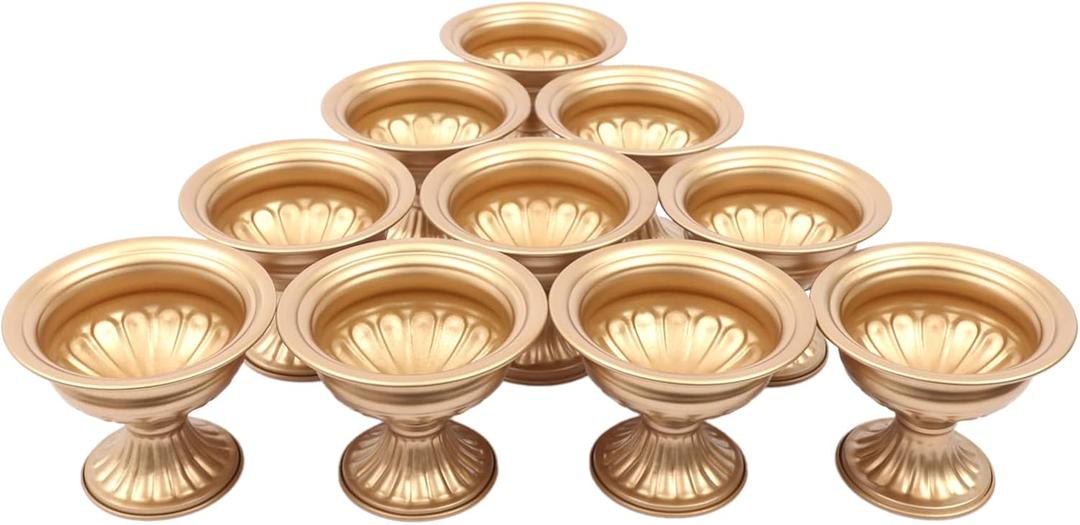 10 Pcs Gold Flowers Vases for Centrepieces, Wedding Table Centerpiece Decoration for Reception, Home Flower Stand for Birthday Ceremony Christmas Events Indoor Outdoor (4.7'' H)