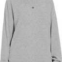 Girls Sweatshirt Crew Neck Plain Long Sleeve Casual Loose Pullover with Pockets Athletic Top (Gray, S)