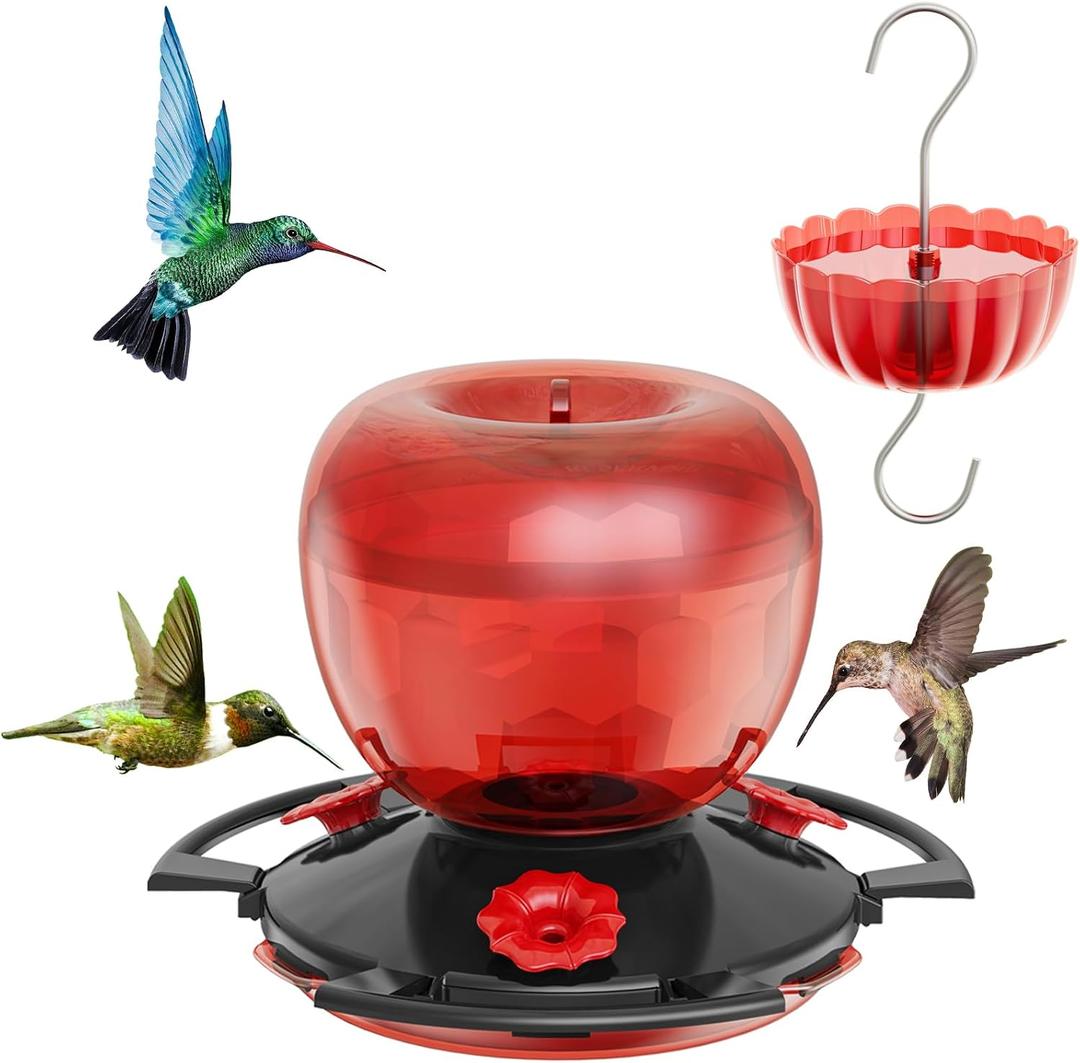 2 x Hummingbird Feeders for Outdoors with Ant Moat, 10 oz Hanging Nectar Feeder, Decorative Light-Reflective Design, Leak-Resistant, Easy to Fill & Clean