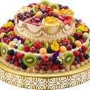 Wenqik 20 Inch Cake Stand Round Metal Cupcake Dessert Wedding Cake Stand Cookies Display Holder Fruit Food Serving Tray for Table Wedding Birthday Anniversary Party Decor (Gold)