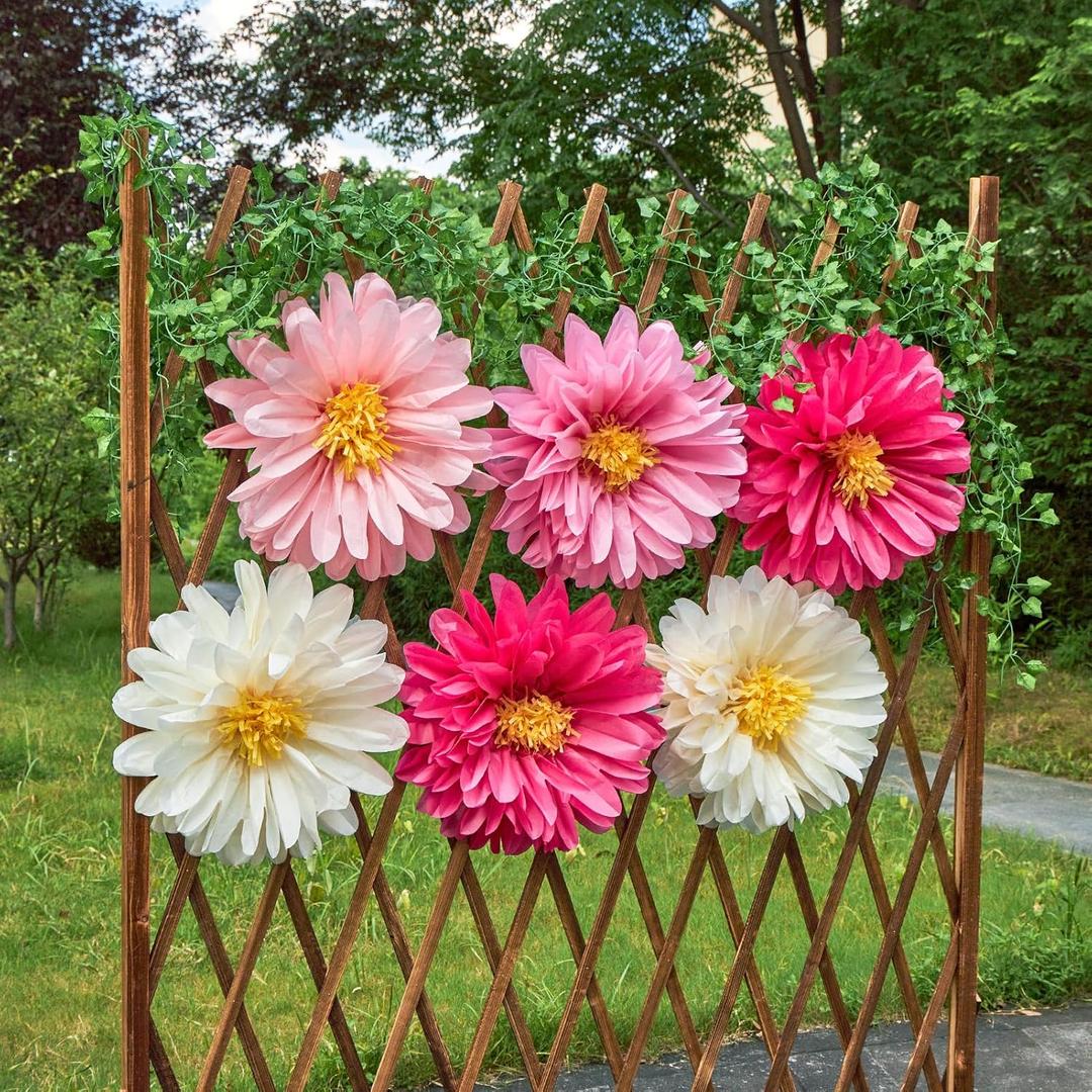 OBBOLO Pink Paper Flowers 6 Pcs, 20 Inch Large Paper Flowers for Pink Party Decorations, Girl Women Birthday Decorations, Tissue Paper Flower Decoration for Backdrop, Classroom and Wall Decor