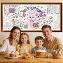 3 x Easter Giant Coloring Tablecloth 72 x 31 Inch Jumbo Paper Coloring Activity Poster Happy Easter Party Decorations for Family Classroom Games Coloring Table Cover