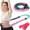 3.4lb Soft Spring Fitness Hoop for Adults, Scientifically Weighted, with Resistance Band, Soft Fabric Padding (Comfort & Protection), Full Body Exercise Equipment for Weight Loss