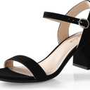 Ankis Nude Black Heels, 2.5'' Block Chunky White Clear Silver Heel Dressy Open Toe Heels For Women Ankle Strap Low Short Thick Strappy Dress Comfortable Sandal Casual Party Wedding Event Summer Shoes 7.5