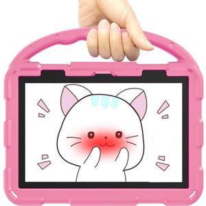 Tablet Case for Kids(2024/ 2022/ 2020 Release, 12th/ 10th Generation), Incompatible with iPad Samsung, Shock Proof Friendly, 360 Rotating Grip Stand, Portable Handle Kid-Proof Case (Light Pink)