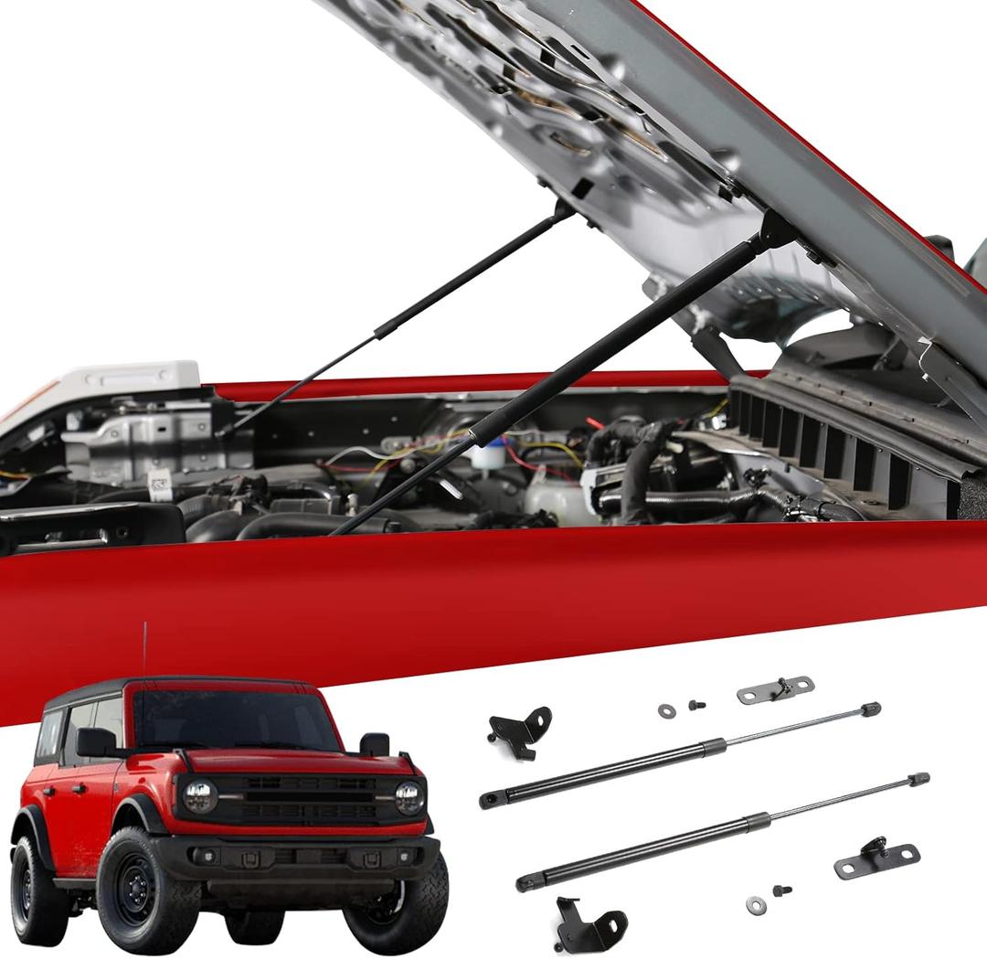 Mabett Front Bonnet Hood Lift Supports Upgraded Version for Ford Bronco Accessories 2021 2022 2023 2024 2025 2/4-Door Shock Struts Gas Springs Shocks (Carbon Steel Black)