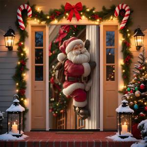 Christmas Decorations Merry Christmas Banner Xmas Porch Door Sign for Winter Party Decorations Supplies (Santa Claus-6, 70.8 x 35.4 Inch)