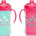 Dr. Brown's Milestones Insulated Hard Spout Sippy, Spill Proof Cup with Handles for Toddlers, 2-Pack, Pink, 10 oz/300 mL, BPA Free, 12m+