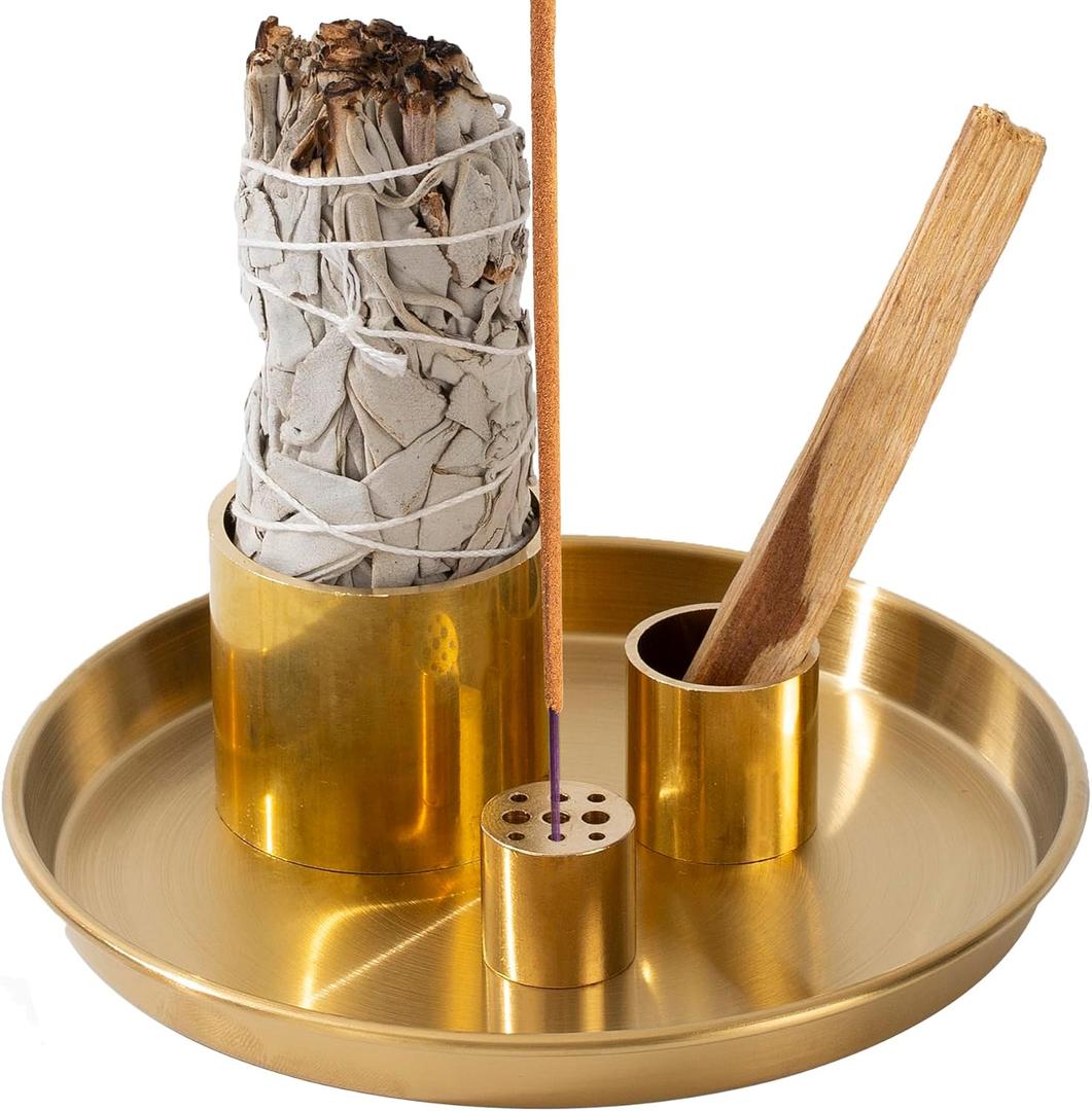 Brass Incense Holder, insence-Stick Holder, Palo Santo Holder, Sage Holder, 5.5" Incense Stick Ash Catcher