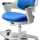 Kids Desk Chair Ergonomic Design with Footrest, Height Adjustable Seat, Comfy Study Cushion Computer Task Chair, Smooth Rolling Wheels for Student and Children, Ocean Blue