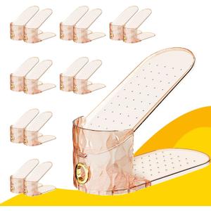Shoe Slots Organizer, Adjustable 15 Pack Shoe Stacker for Closet Storage, Clear Double Layer Space Saver, Durable and Stackable Shoe Holder for Sneakers Heels and Flat