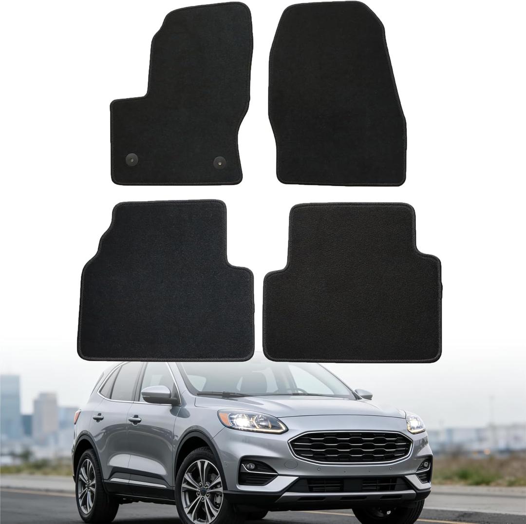 GXARTS Car Floor Mats Carpet Full Set Fit for Ford Escape 2013 2014 2015 2016 2017 2018 2019 |All-Weather, Velour, Black | Waterproof  Anti Sliding Back (Large)