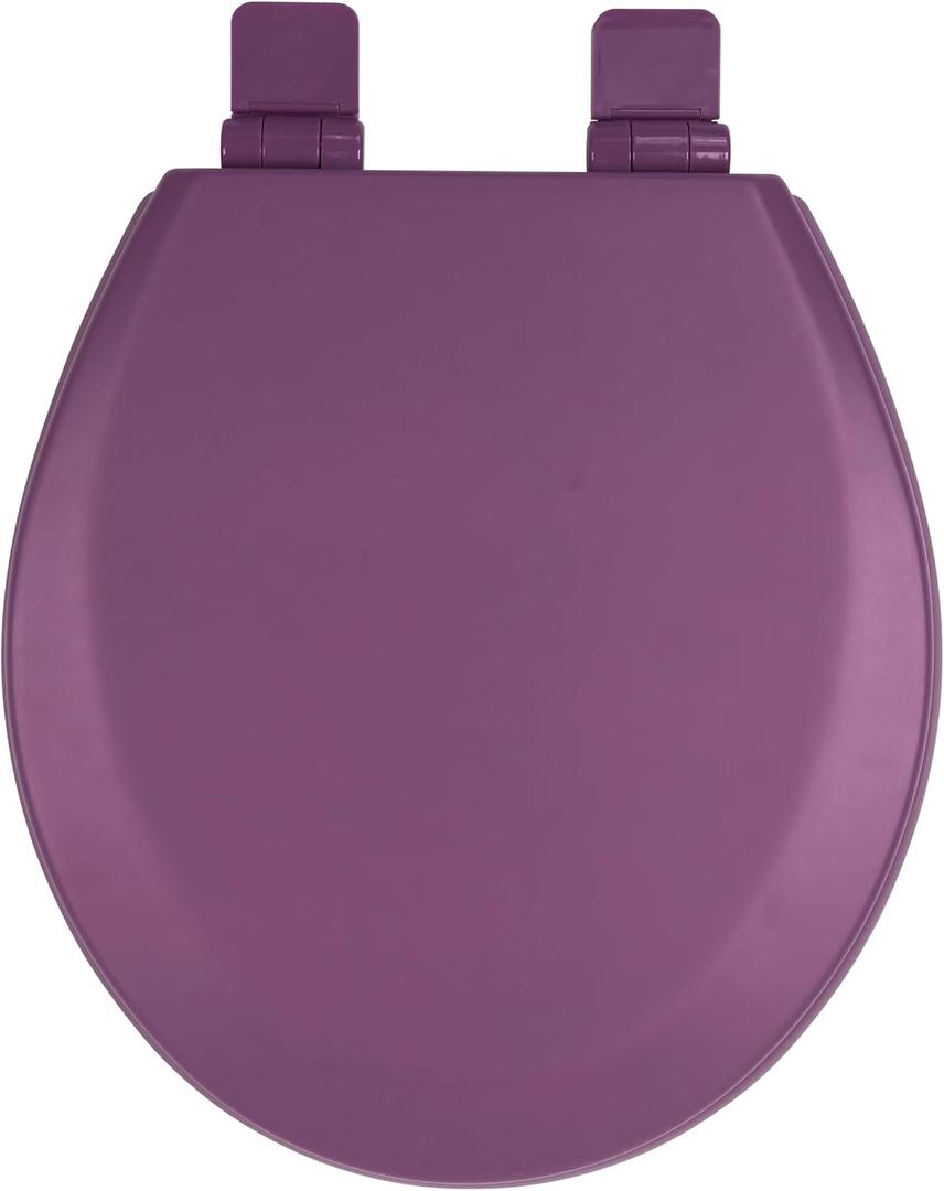 Toilet Seat, Slow Close, Soft Touch, Ultra-Smooth Matte Finish (No Orange-Peel Texture), Premium Moulded Wood, Quick Release, PIKLiDS (Purple, Round)