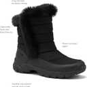 Lands' End Expedition Waterproof Insulated Womens Snow Boots, Lace Up or Slip On Winter Boots for Women, Medium or Wide Width Sizes 6 to 11, Black, Brown, Blue, White or Grey Winter Shoes (Black, M)