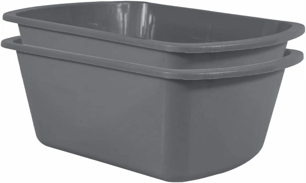 Wash Basins  Rectangular Plastic Hospital Bedside Soaking Tub [2 Pack] Small 7 Quart Graduated Bucket - Portable Washbasin for Washing, Cleaning, Foot Bath, Washing Dishes, Face Cleansing Bowl