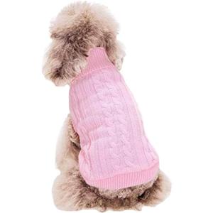 FAMI Dog Clothes Dogs Sweater Soft Puppies Clothing Winter Puppy Sweaters Warm Outfit for Dogs Small XS S Cat Apparel (Pink,X-Small)