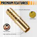 26PCS Brass Hose Barb Fitting,Barb Splicer Mender Hose Fittings 3/16" 1/4" 5/16" 3/8" 1/2" 5/8" with 52Pcs Stainless Steel Pipe Hose Clamps for Air/Fuel/Water/Oil Hose