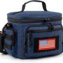 Lunch Box for Men, Tactical Lunch Bag MOLLE Webbing Leakproof Insulated Lunch Cooler Women Adult Meal with Adjustable Shoulder Strap Lunch Pail (Blue) (Medium)