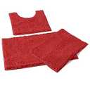 LuxUrux Red Bathroom Rugs Set-Extra-Soft Plush Bath mat Shower Bathroom Rugs, 1'' Chenille Microfiber Material, Super Absorbent (Rectangular Set, Red)