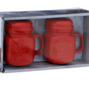 Mason Craft & More Red Mason Jar Salt & Pepper Shaker Set White