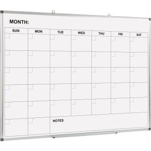 Comix Magnetic Dry Erase Calendar Whiteboard, 48 x 36 Inches Monthly Calendar Dry Erase Board for Wall, Aluminum Frame Planner White Board