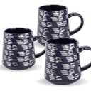 Blue & White Brushstroke Mug, Set of 3
