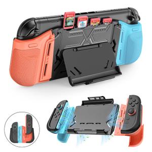 Protective Case Compatible with Nintendo Switch 2, Dockable Stand[UPGRADED ARMOR]Protector Cover, Magnetic JoyCon Friendly, Cooling Ergonomic Design, Comprehensive Drop & Scratch Resistance (Colorful) (Blue & Orange)