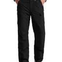 FREE SOLDIER Men's Waterproof Snow Insulated Pants Winter Skiing Snowboarding Pants with Zipper Pockets (Black Large(38-40)/30L)