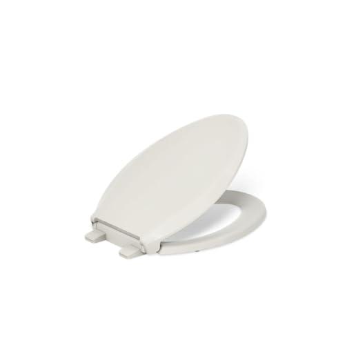 KOHLER 4636-RL-47 Cachet ReadyLatch Elongated Toilet Seat Slow Close, Soft Close Toilet Seat Quiet Lid, Contoured Grip-Tight Bumpers Installation Hardware, Apartment Essentials. Almond