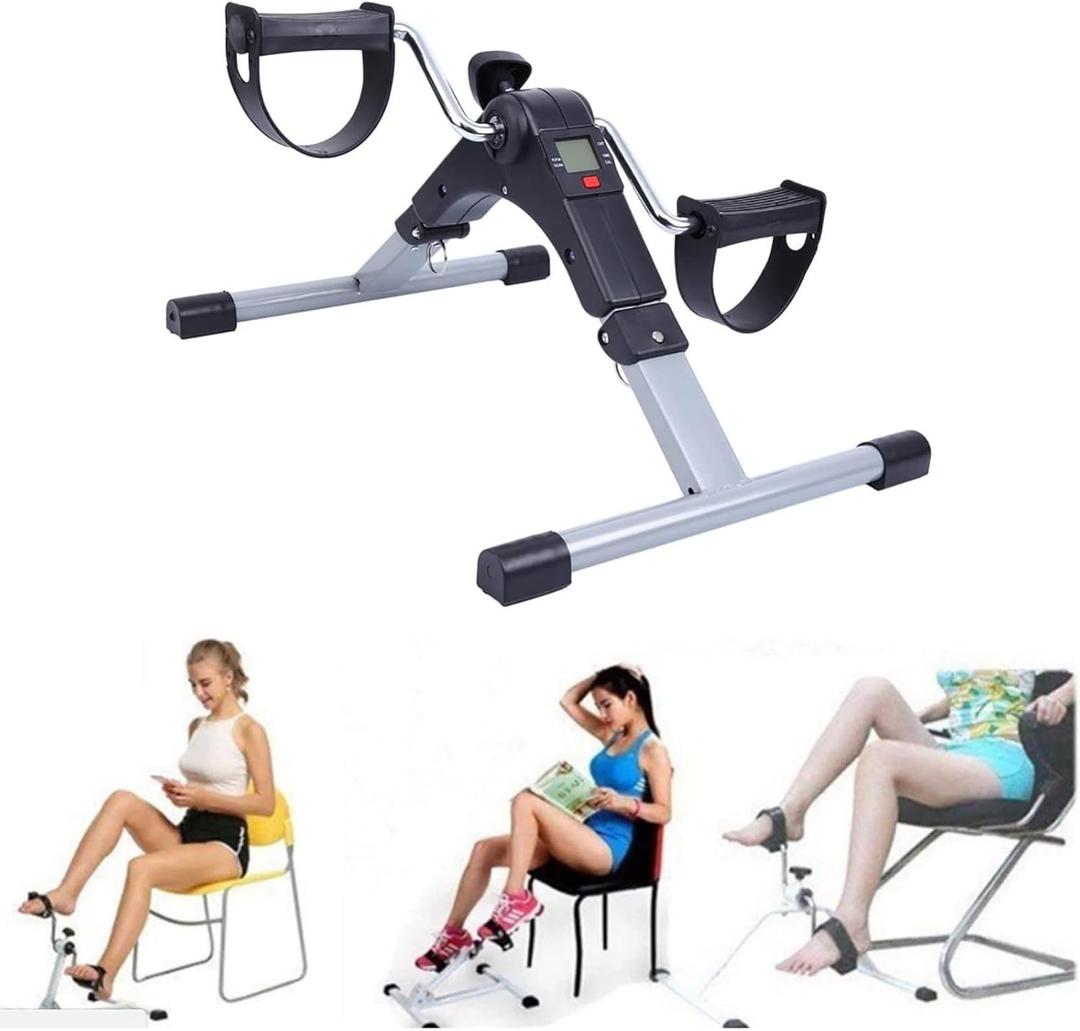 Fitness Pedals Folding Arm and Leg Pedal Exerciser Mini Exercise Bike Portable Indoor Fitness Legs Arms Thigh Toner Toning Machine Workout Training Fitness Stair Steps