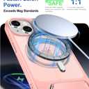 for iPhone 15 Case & iPhone 14 Case with Screen Protector+Lanyard Wrist Strap,Magnetic Translucent Matte Rugged Slim Phone Cover Built in Invisible Kickstand [Fit for MagSafe],Cute Pink