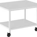 Printer Stand with Storage Under Desk Shelf, Desktop Printer Stand Organizer, Rolling Printer Cart Storage Paper Files Holder for Desk, Office, Home, (White)