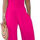 BFFBABY Women's Summer Casual Sleeveless Spaghetti Strap Wide Leg Jumpsuit Loose Tube Top Romper with Pockets, Large