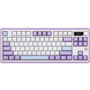 Ajazz AK870 87 Keys Gasket-Mounted Wireless Gaming Keyboard with Hot Swap Screen & Knob, BT5.0/2.4GHz/USB-C Mechanical Keyboard, with 5-Layer Padding for Win/Mac (Purple, Hyacinth Switch)