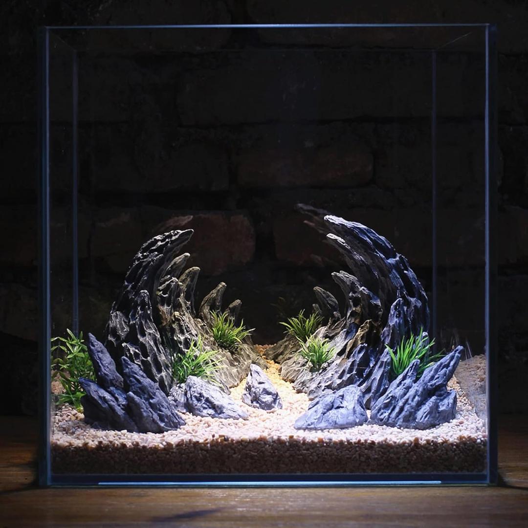 Soul Valley Aquarium Ornaments Aquarium Decoration Model Kits, Include 7 pcs Resin Imitation Stone